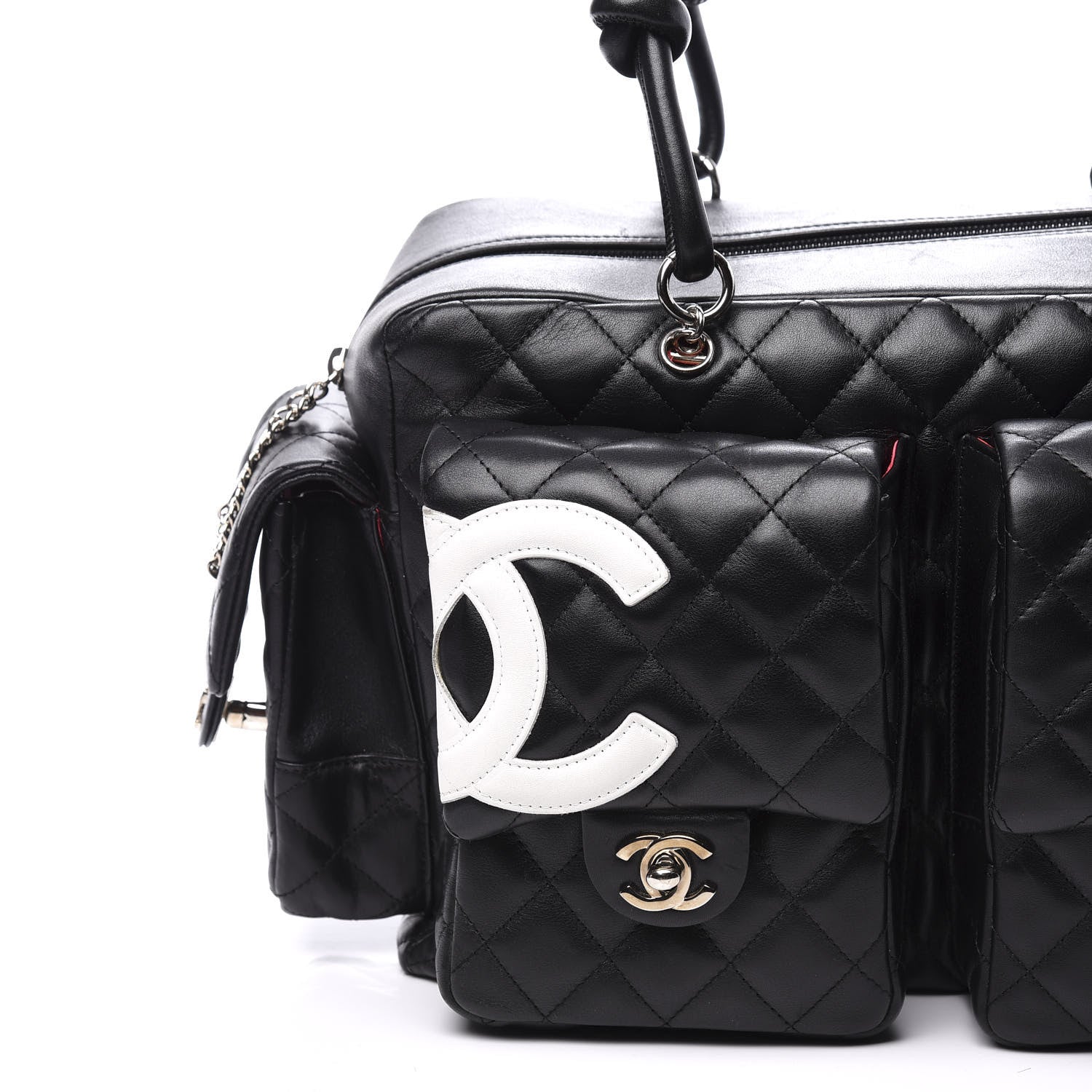 Chanel Calfskin Quilted Large Cambon Multipocket Reporter Black White 9 of 9