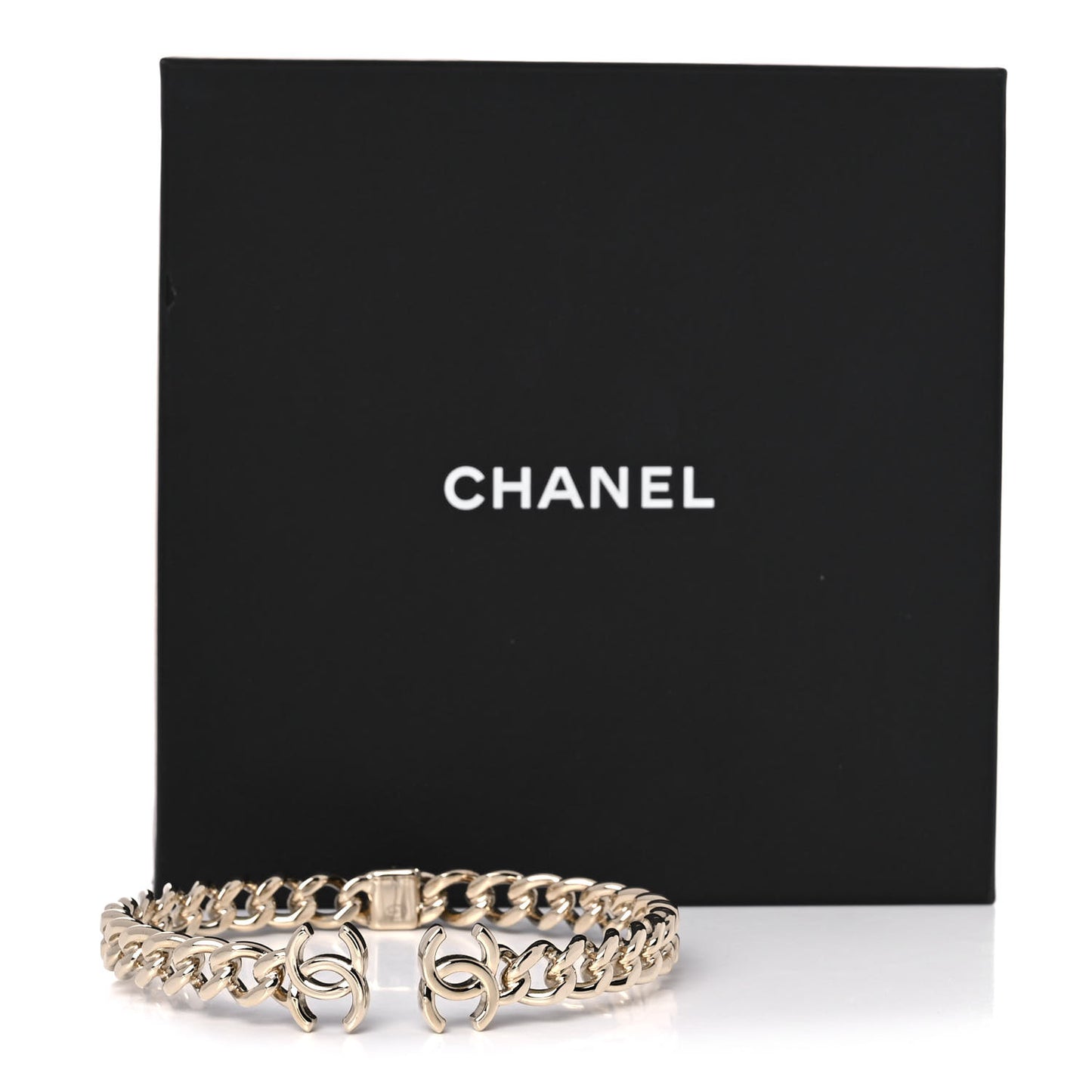 Metal CC Chain Link Choker Necklace M Gold