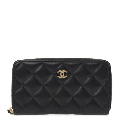Chanel Lambskin Quilted Small Zip Around Wallet Black 1 of 9