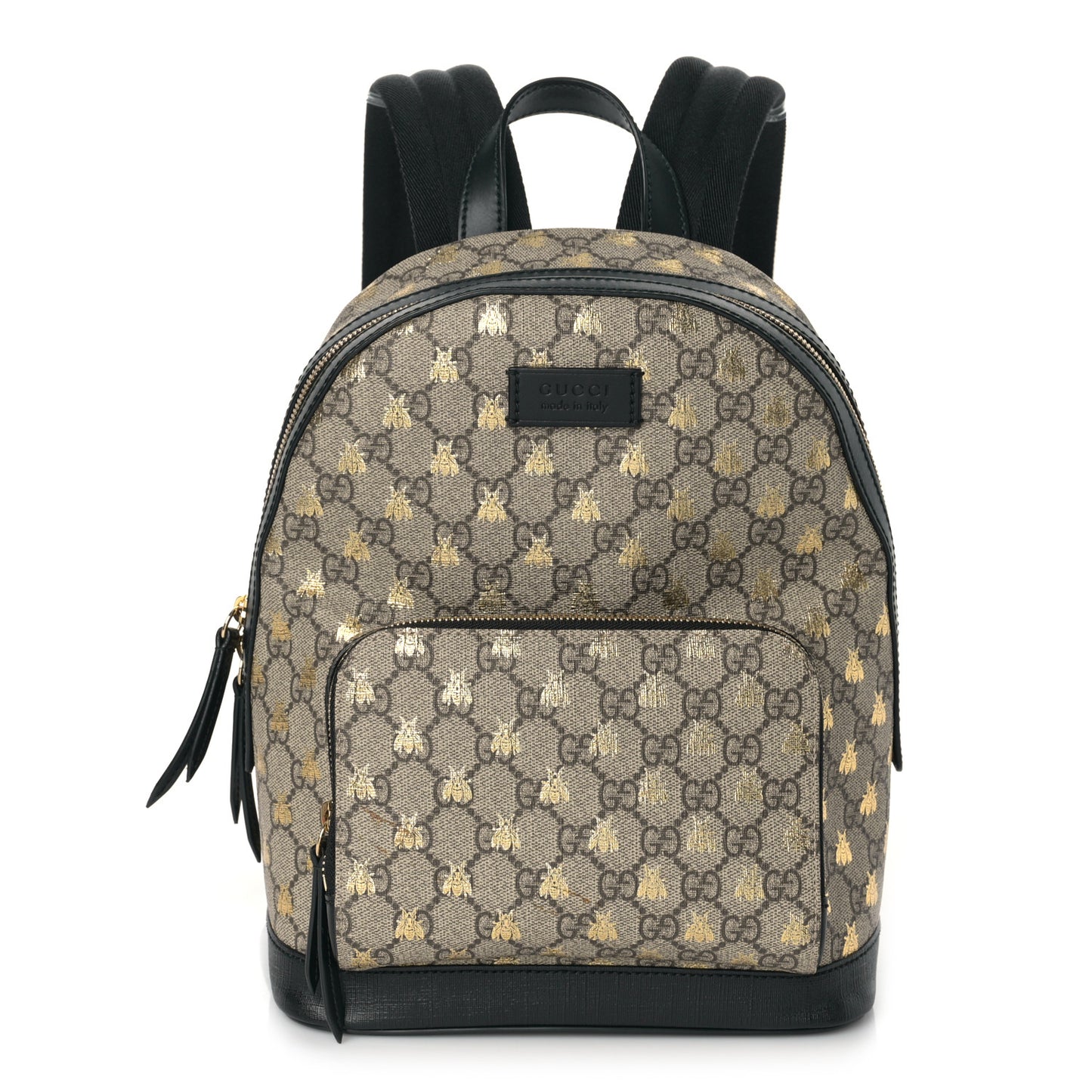 GG Supreme Monogram Bees Print Small Day Backpack Beige Oro Black