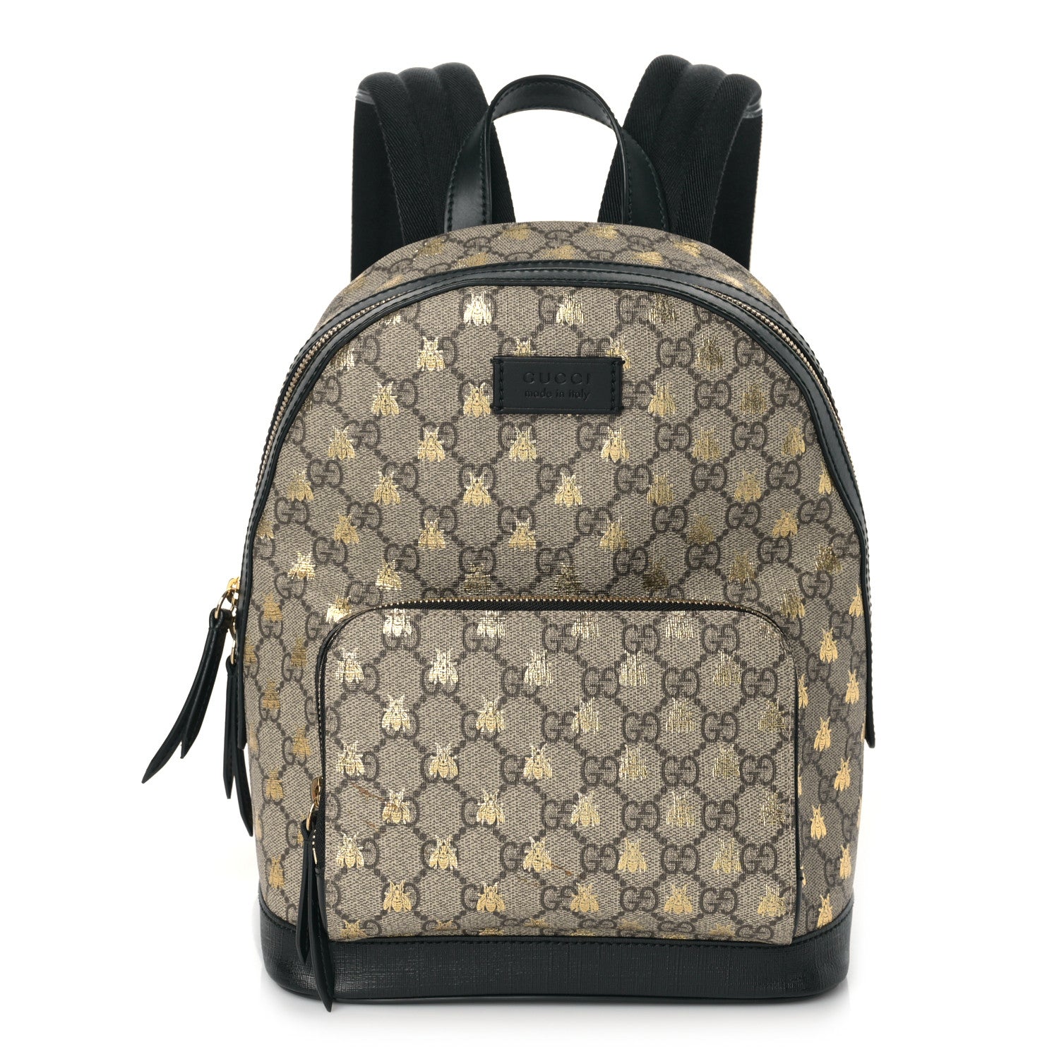 Gucci GG Supreme Monogram Bees Print Small Day Backpack Beige Oro Black 1 of 9