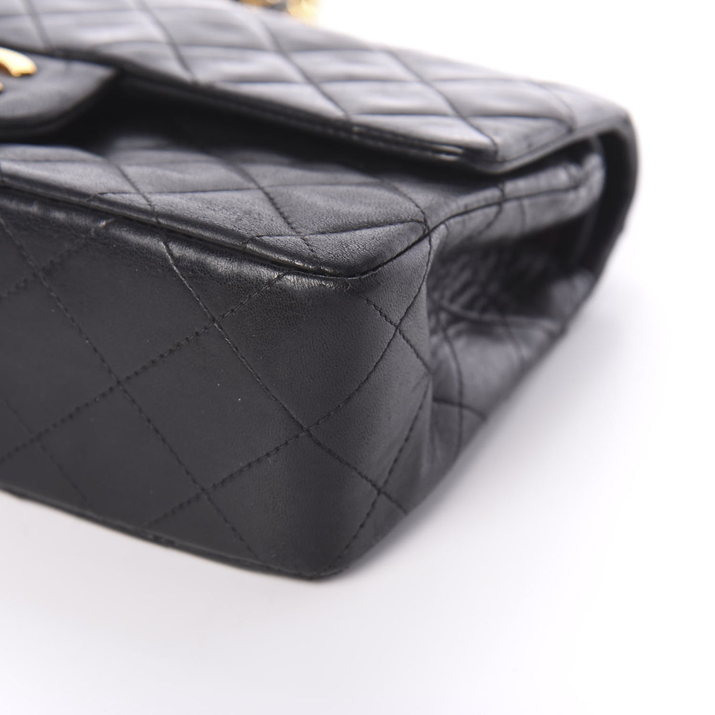 Lambskin Quilted Small Double Flap Black