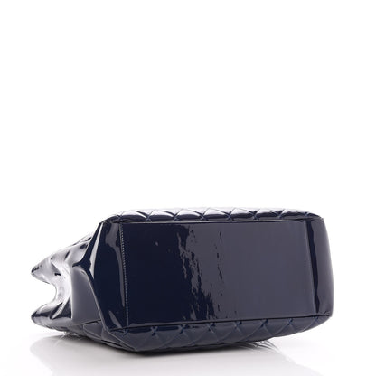 Chanel Patent Quilted Grand Shopping Tote GST Navy Blue 4 of 7