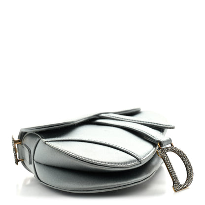 Christian Dior Satin Crystal Mini Saddle Bag Blue Gray 3 of 9