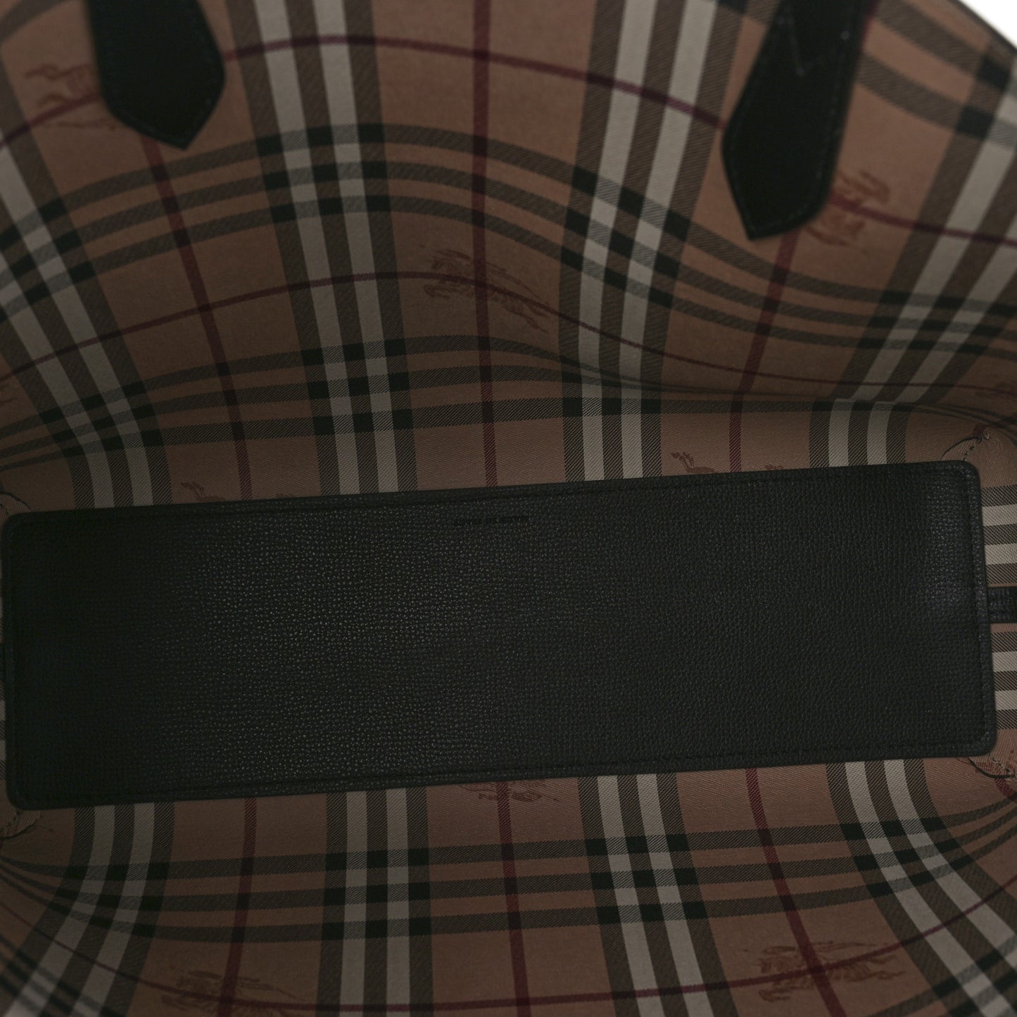 Grainy Calfskin Haymarket Check Medium Reversible Tote Black