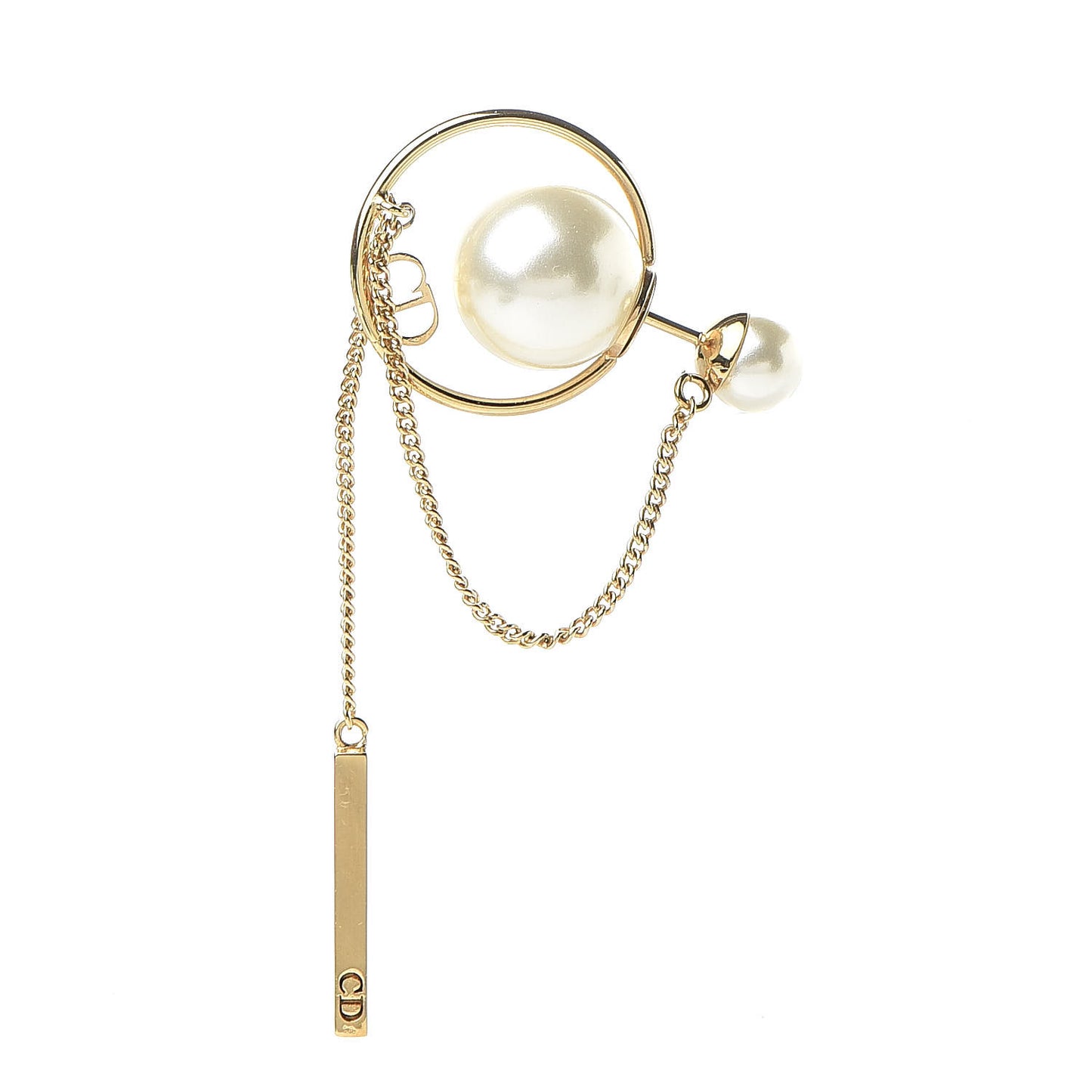 Pearl Tribales Dangle Chain Earrings Gold