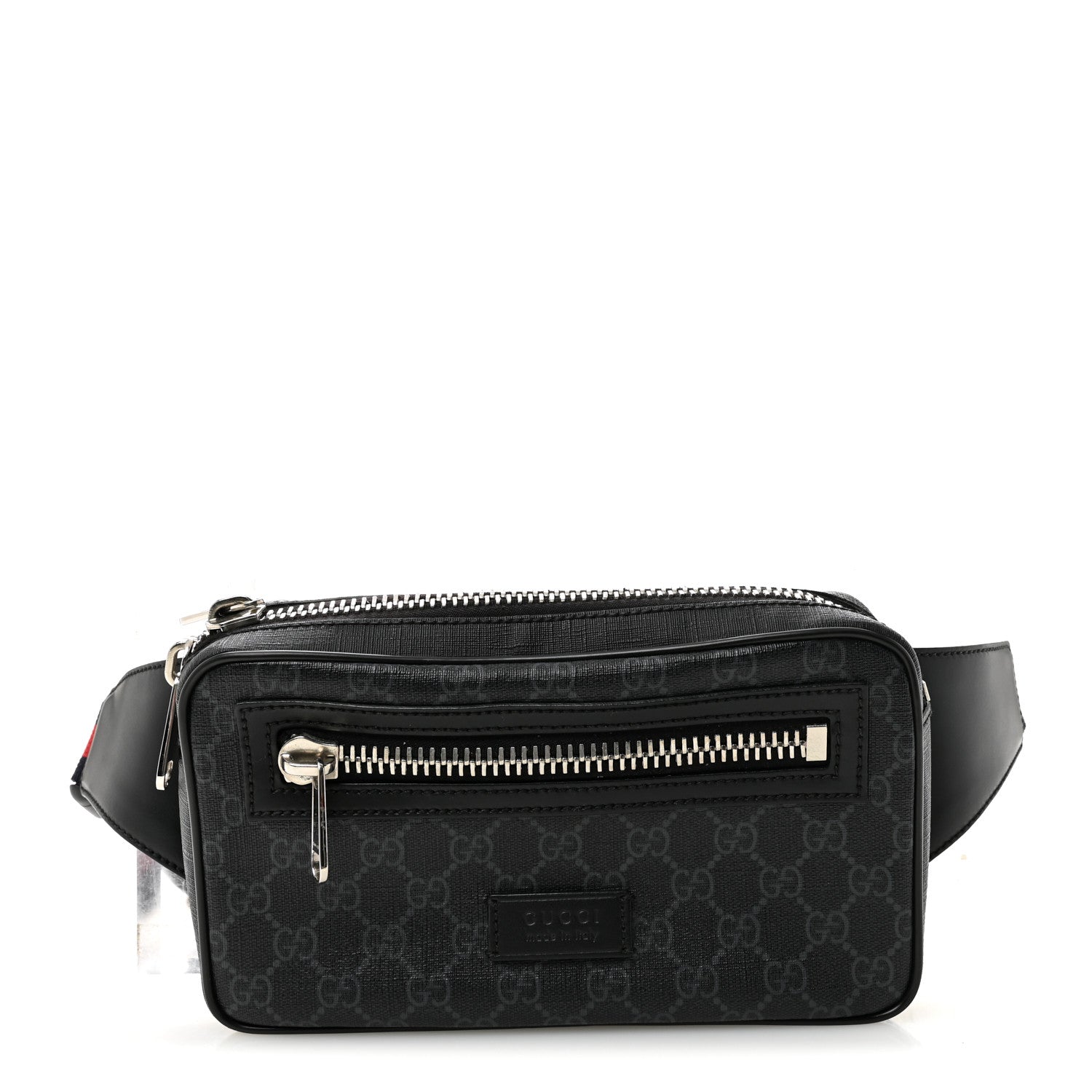Gucci Soft GG Supreme Monogram Web Belt Bag Black Grey 1 of 10