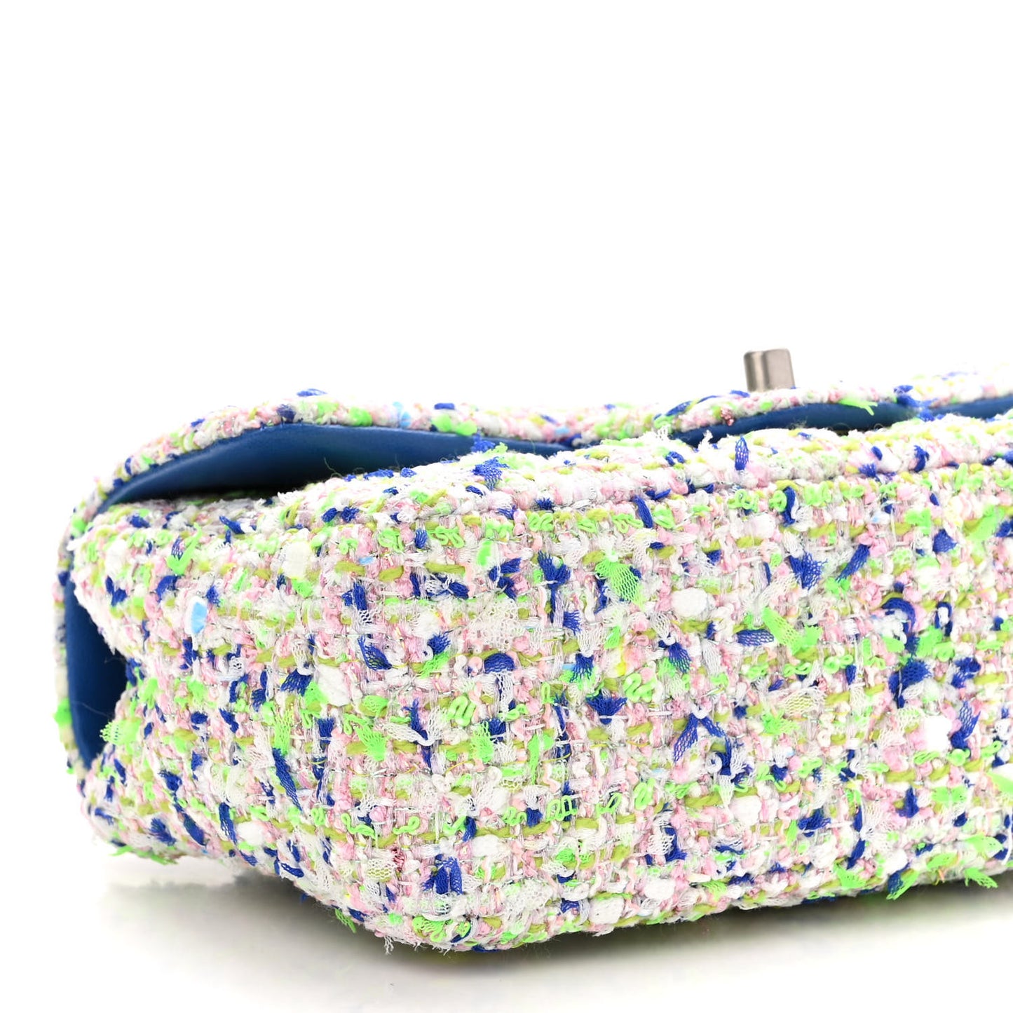 Tweed Quilted Mini Rectangular Flap White Blue Green