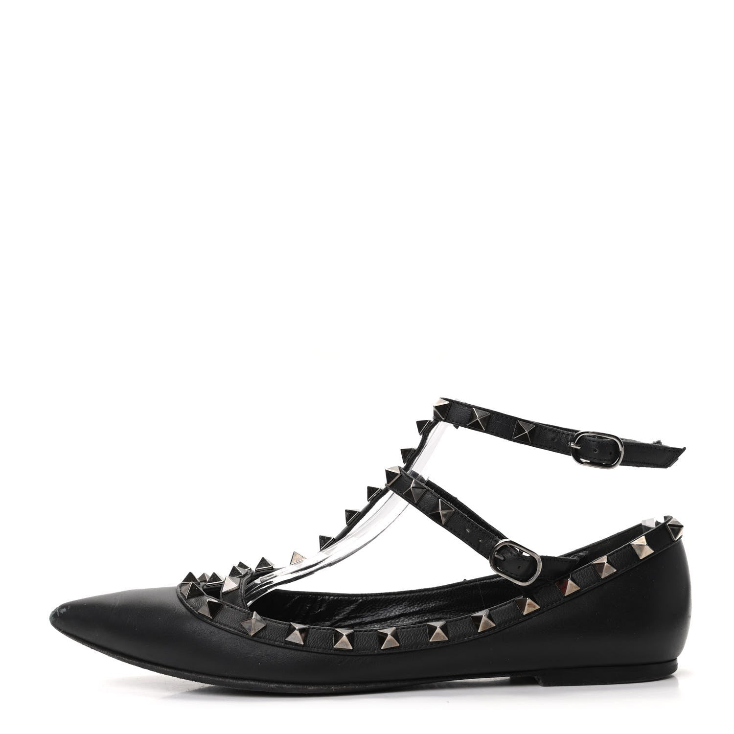 Valentino Garavani Nappa Rockstud Cage Ballerina Flats 37.5 Black 1 of 12