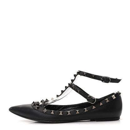 Valentino Garavani Nappa Rockstud Cage Ballerina Flats 37.5 Black 1 of 12