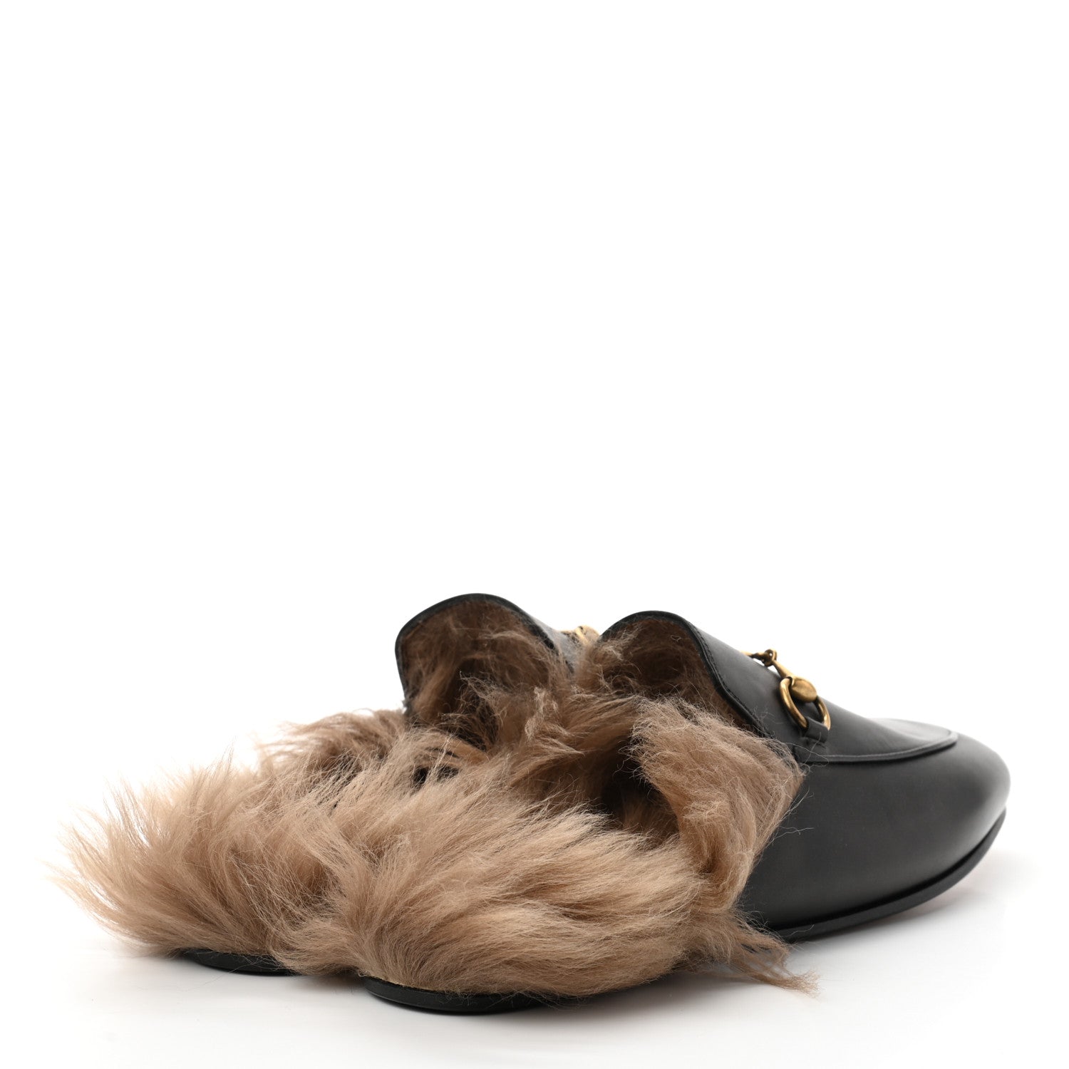 Gucci Calfskin Fur Womens Princetown Slippers 38 Black 3 of 7