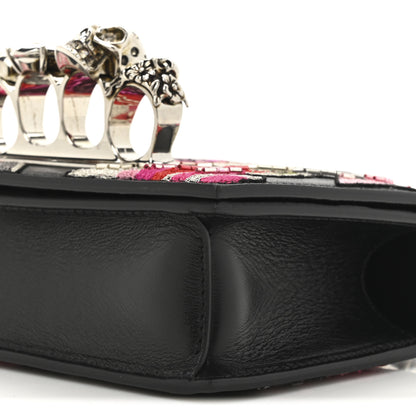 Alexander McQueen Calfskin Beaded Embroidered Solarised Orchid Mini Jeweled Knuckle Satchel Black Multicolor 8 of 11