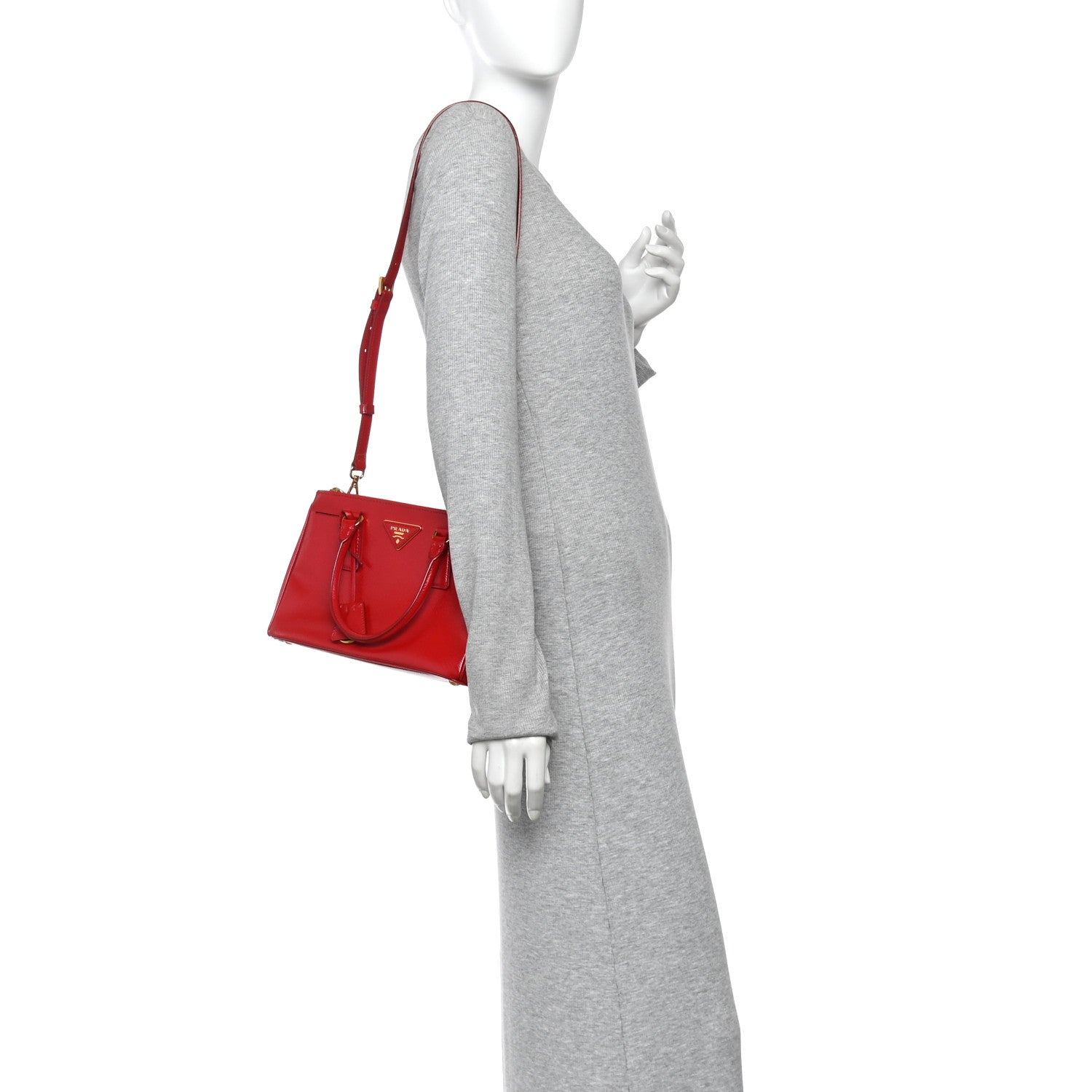 Prada Saffiano Vernice Galleria Double Zip Tote Rosso 2 of 14