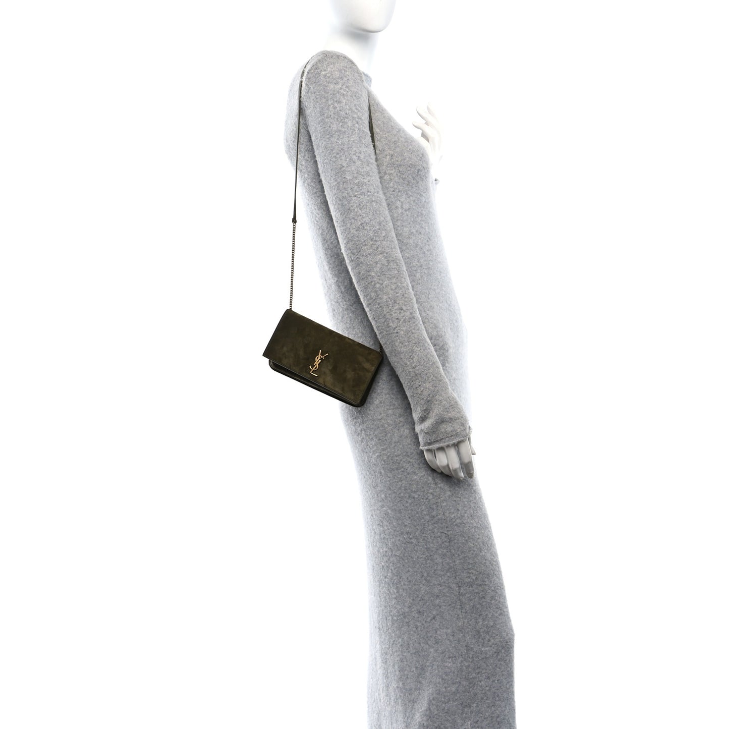 Suede Monogram Phone Holder Crossbody Loden Green