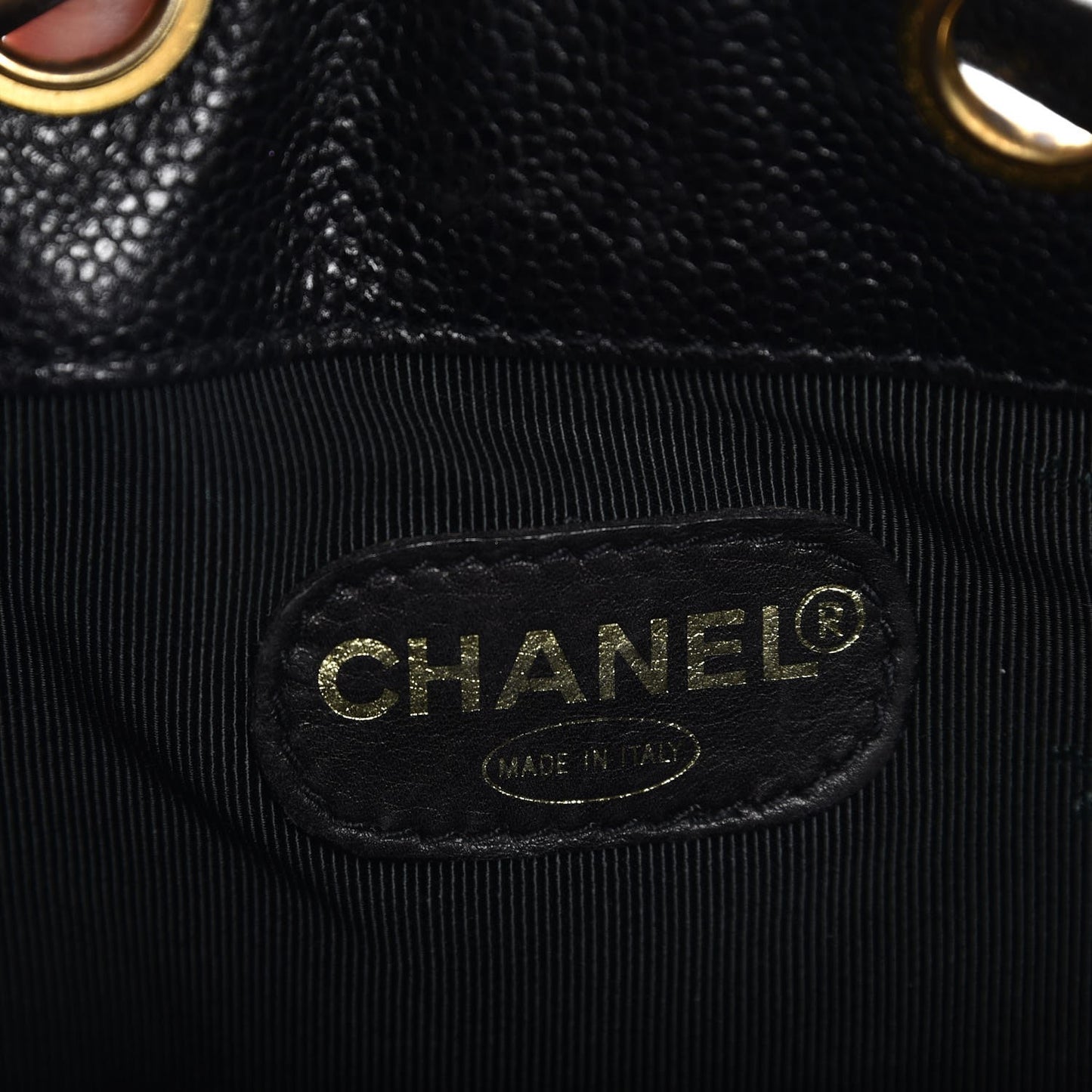 Caviar CC Drawstring Shoulder Bag Black