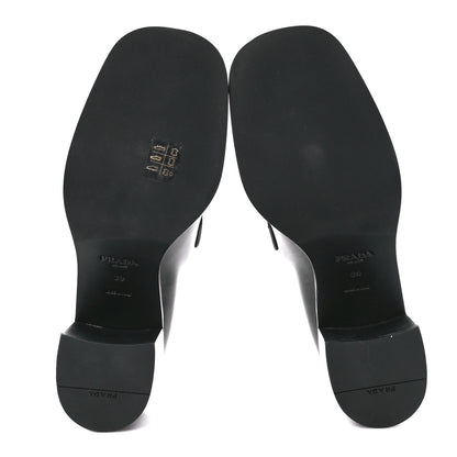 Prada Spazzolato Metal Triangle Logo 85mm Loafers 39 Black 5 of 7