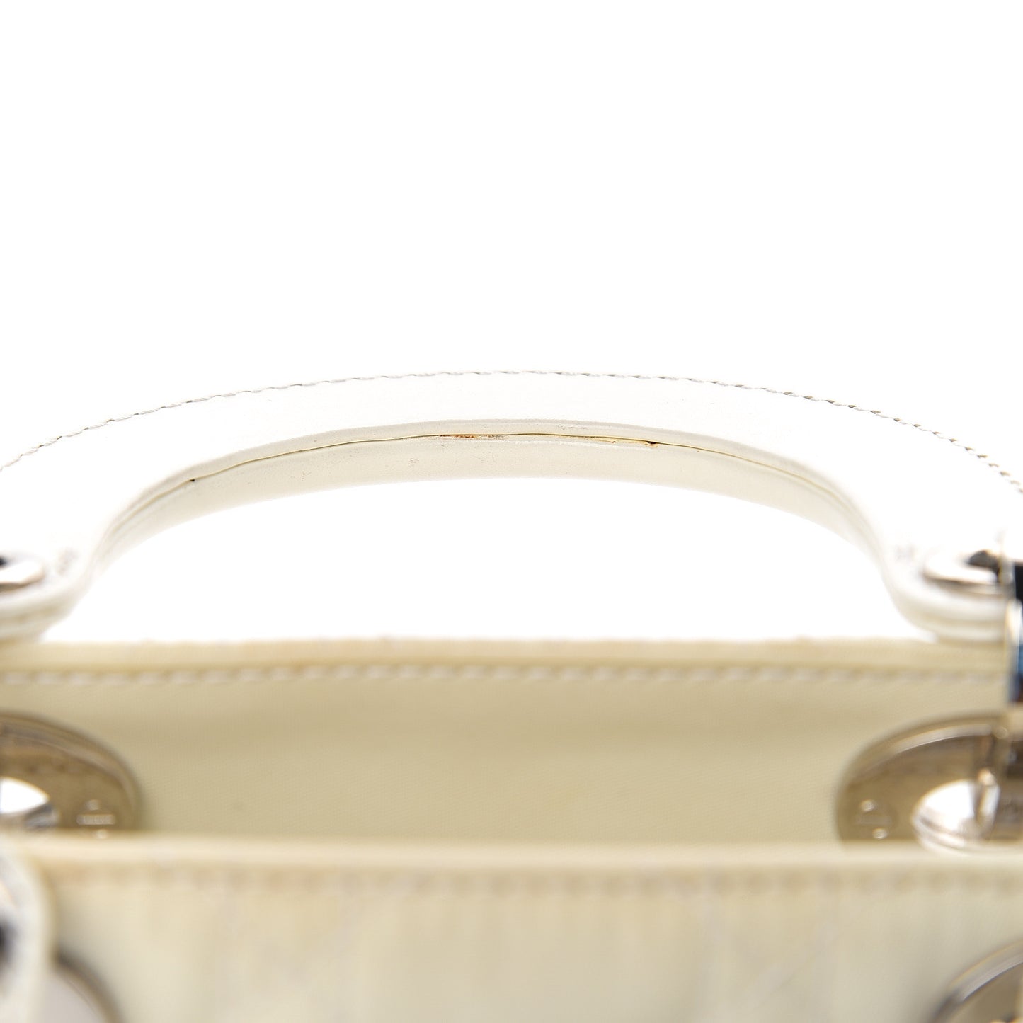 Nylon Cannage Stitched Small Lady Dior East West White
