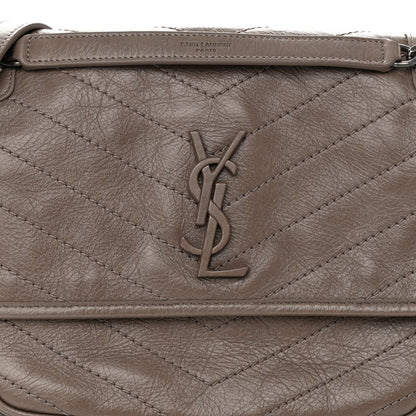 Saint Laurent Crinkled Calfskin Matelasse Monogram Medium Niki Chain Satchel Fog 7 of 9