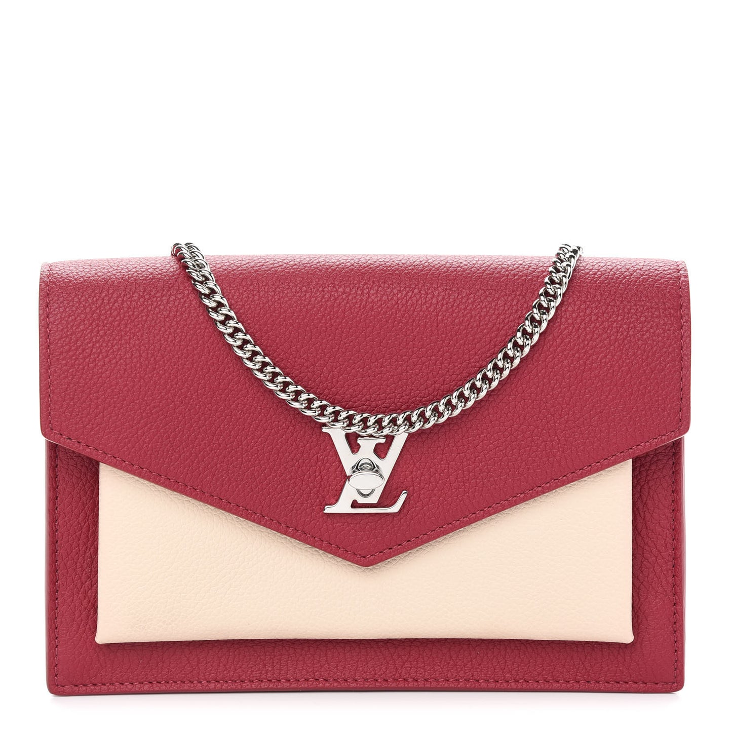 Calfskin My Lockme Chain Pochette Lie De Vin Etain Creme
