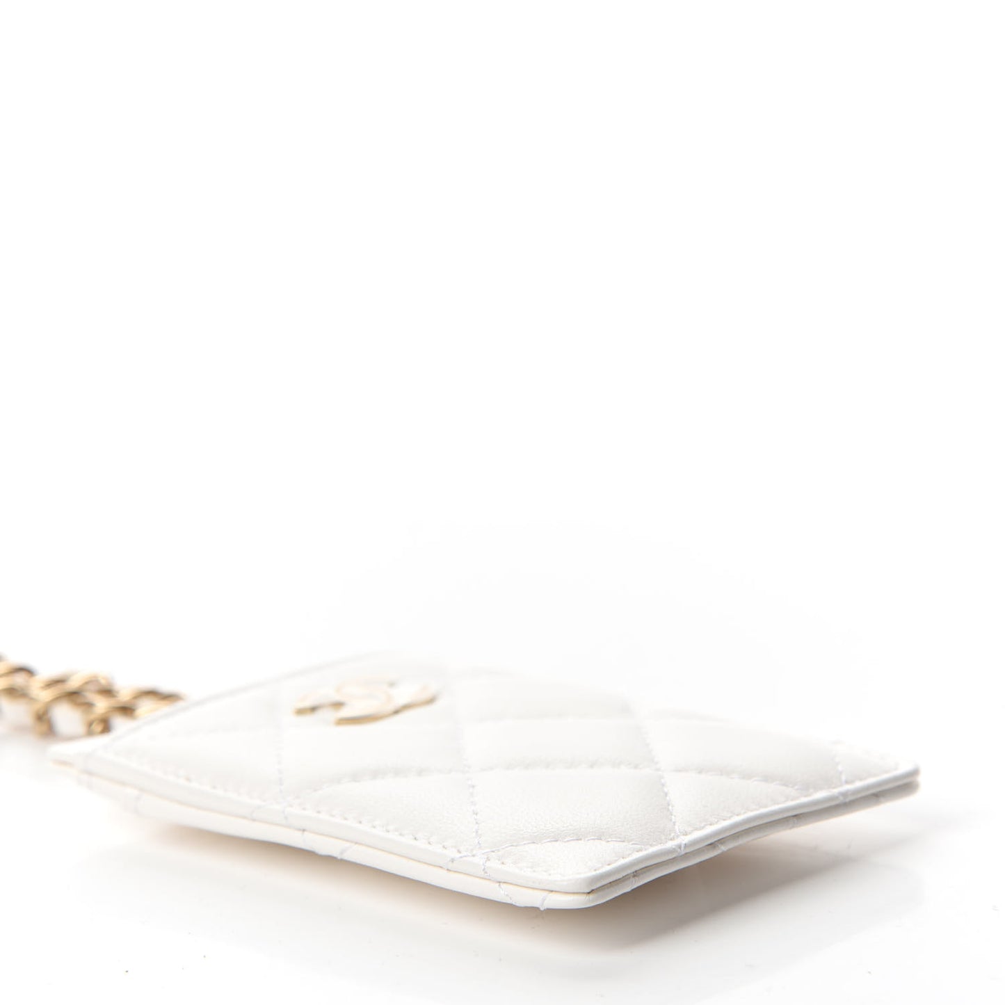 Lambskin Quilted My Chanel Lady Card Holder On Chain White