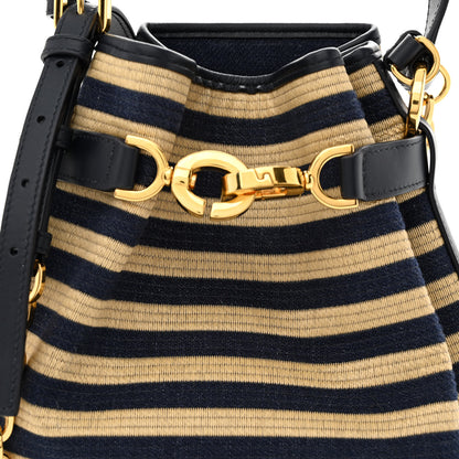 Christian Dior Raffia Medium C'est Chain Bucket Bag Natural Denim Blue 8 of 10