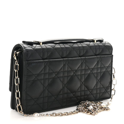 Christian Dior Lambskin Lady Dior Top Handle Clutch Black 2 of 9