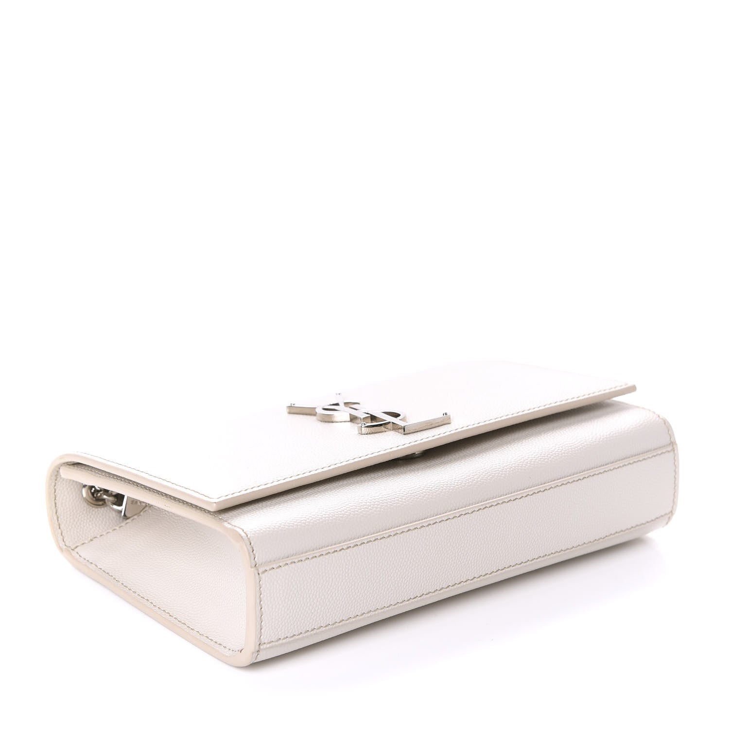 Saint Laurent Grain De Poudre Small Monogram Kate Satchel Optical White 4 of 14