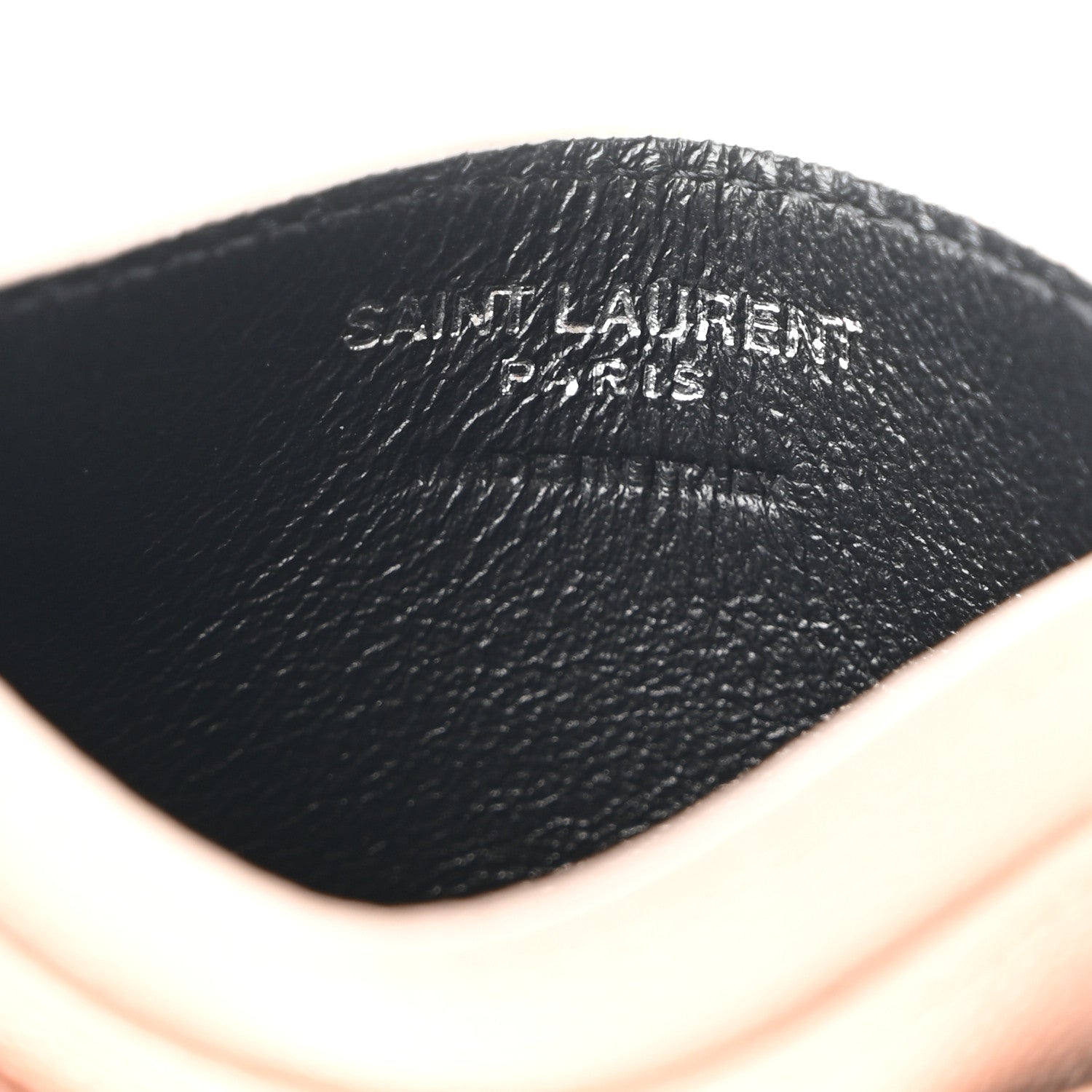 Saint Laurent Grain De Poudre Matelasse Chevron Monogram Credit Card Case Pale Pink 6 of 7