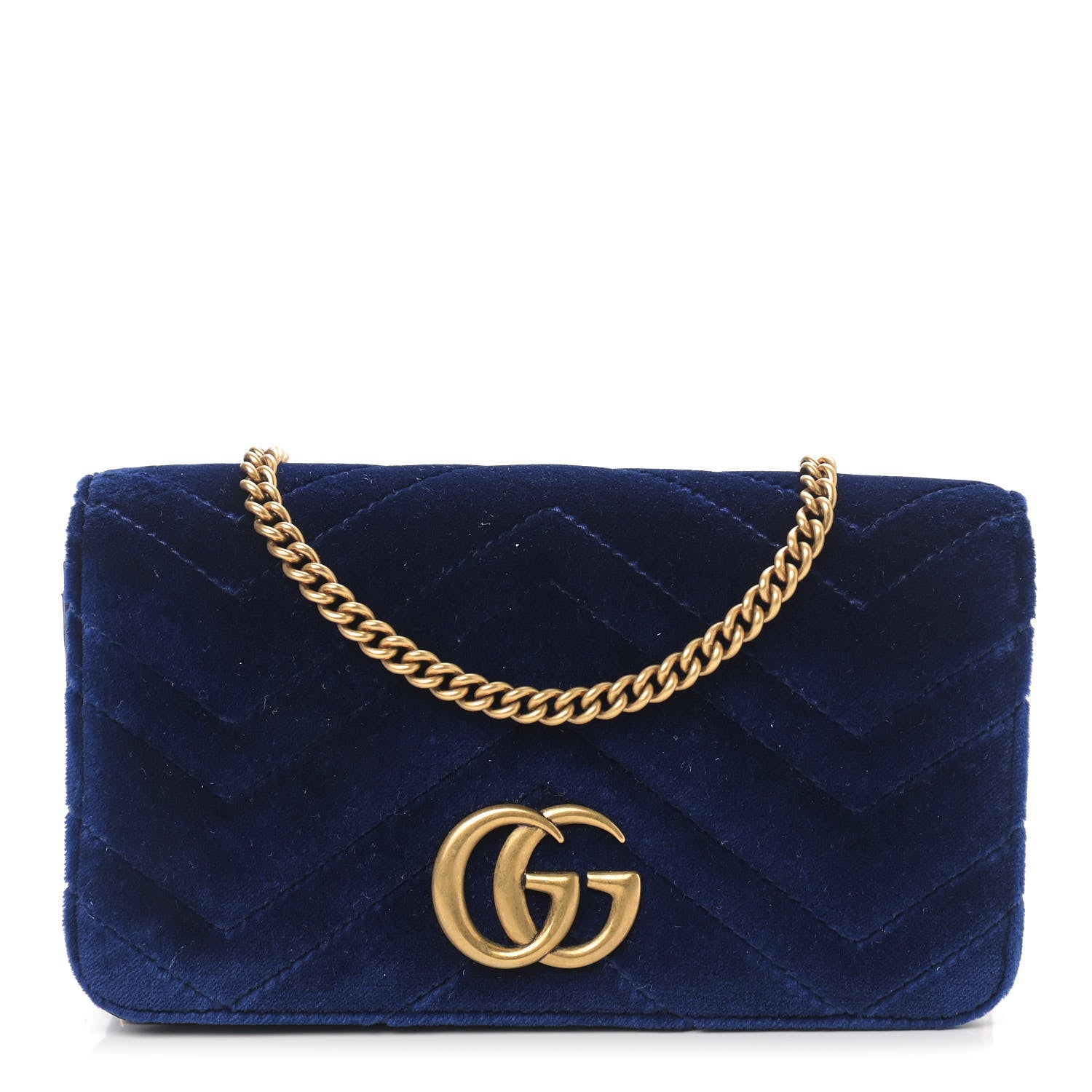 Gucci Velvet Matelasse GG Marmont Mini Bag Cobalt Blue 1 of 9