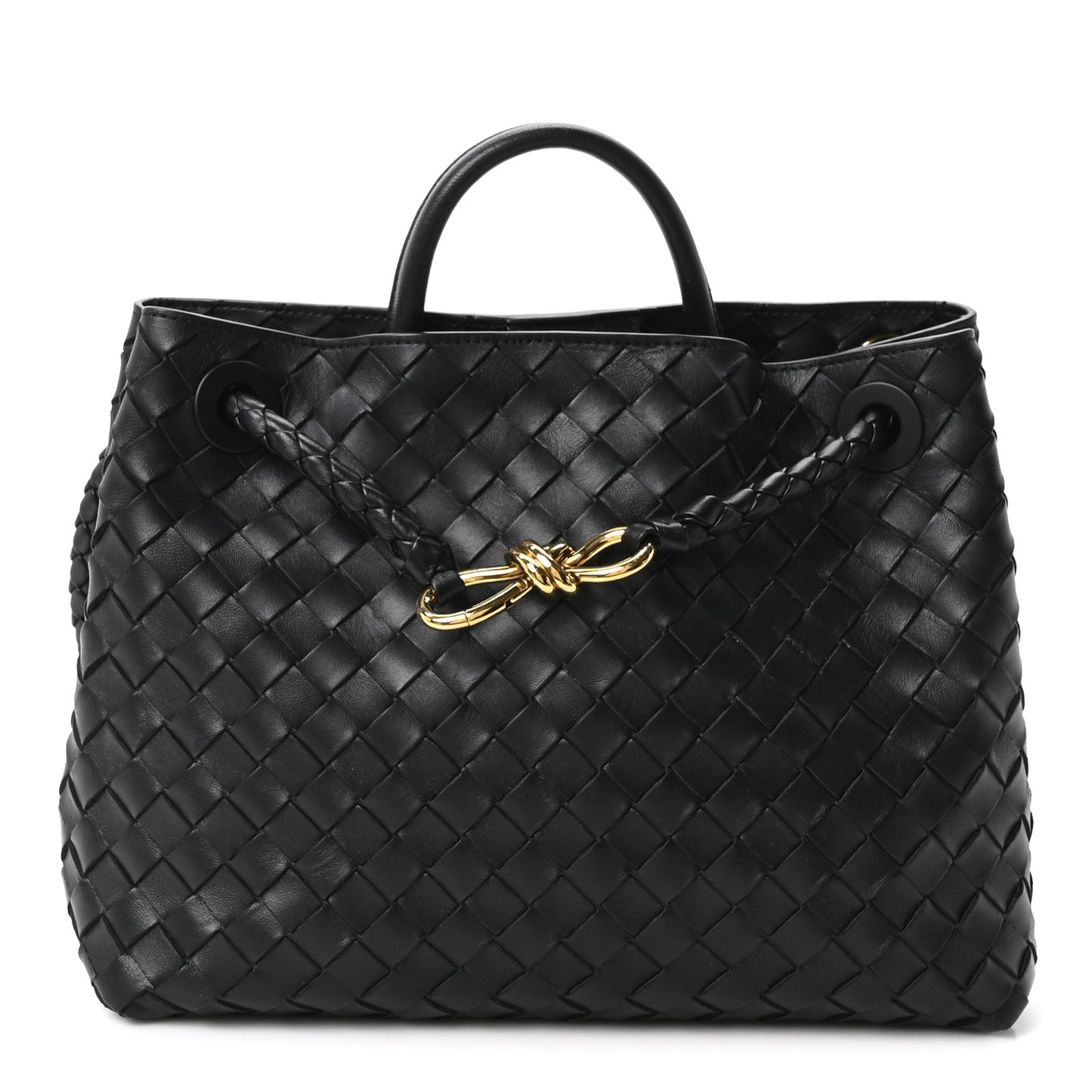 Nappa Intrecciato Medium Andiamo Shoulder Bag Black