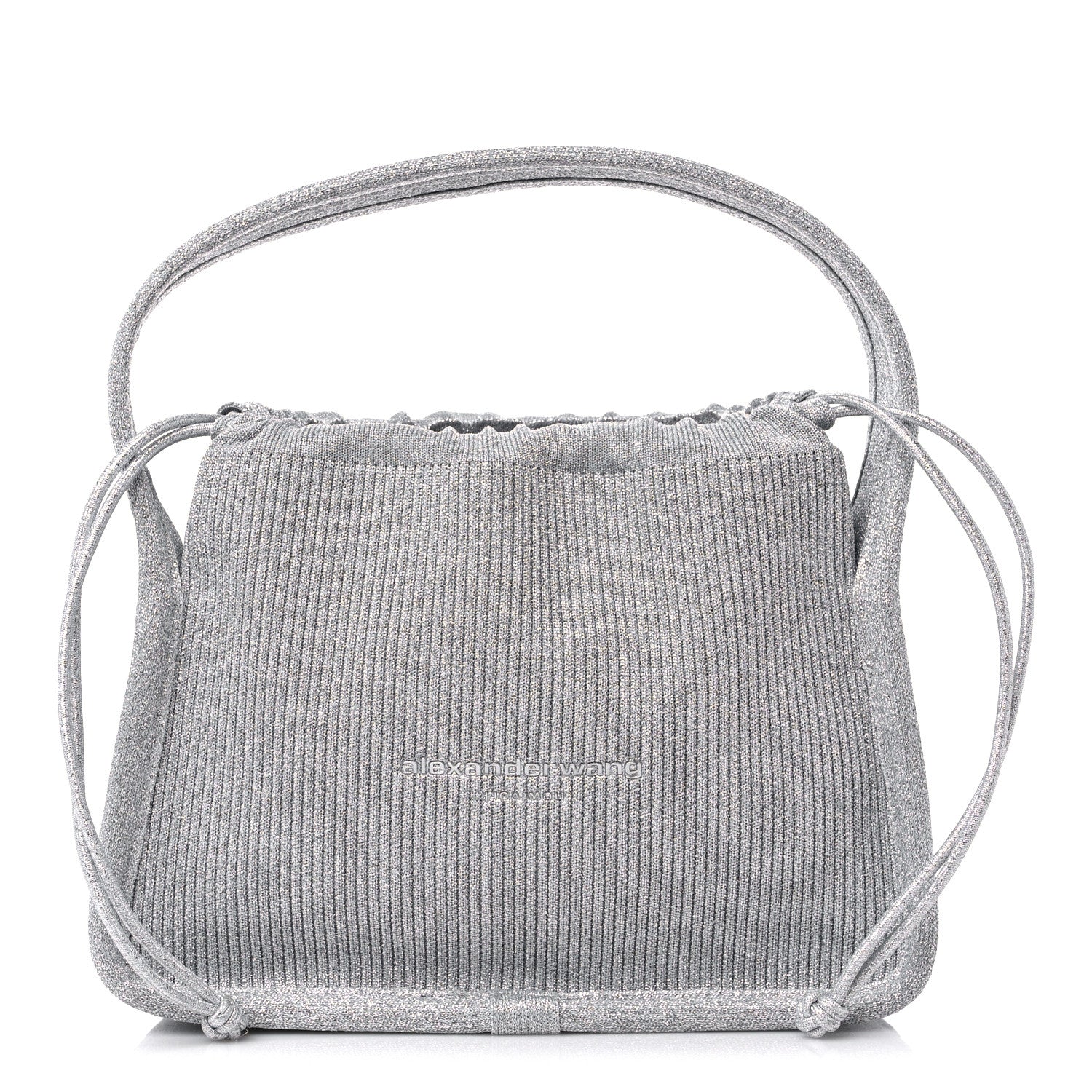 Alexander Wang Metallic Ribbed Knit Small Ryan Bag Silver 1 of 8