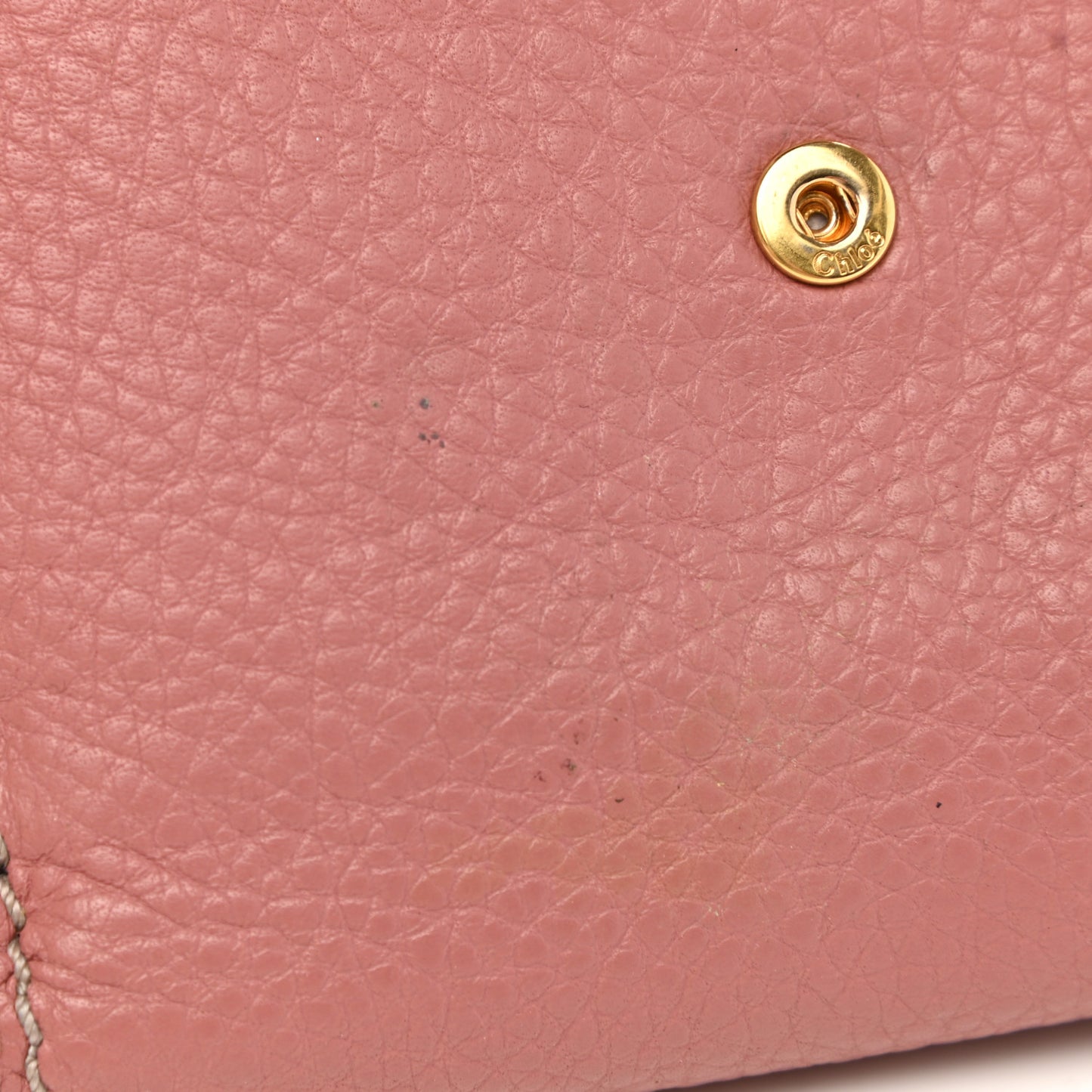 Grained Calfskin Marcie Square Wallet Pink