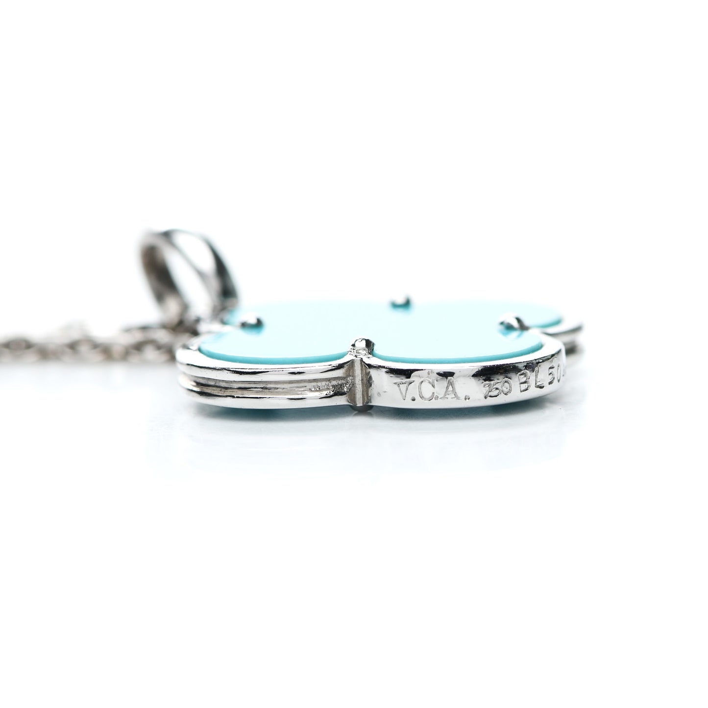18K White Gold Turquoise Magic Alhambra Necklace