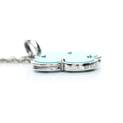 Van Cleef & Arpels 18K White Gold Turquoise Magic Alhambra Necklace 4 of 8