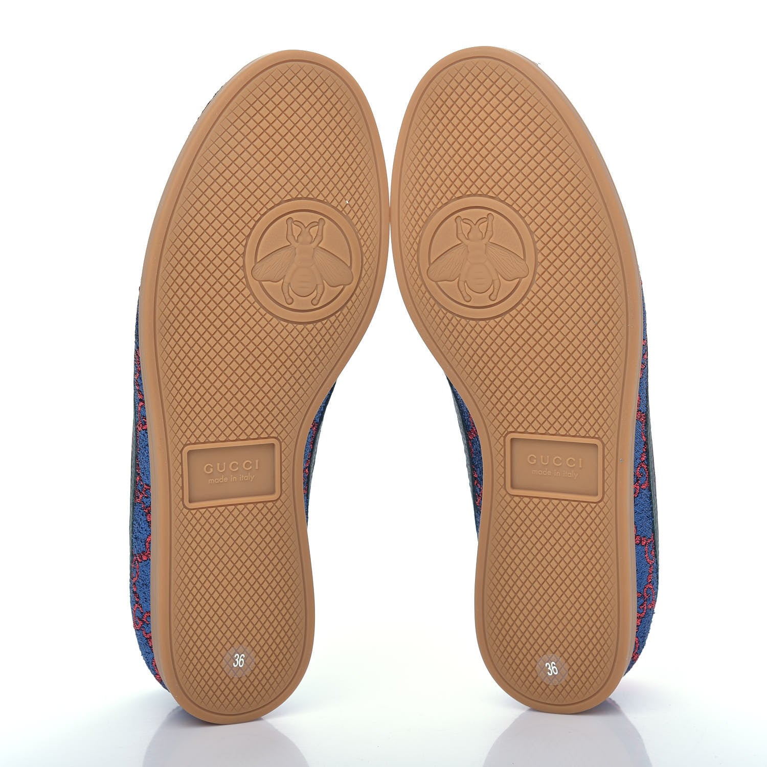 Gucci Lurex Calfskin Web GG Monogram Womens Falacer Sneakers 36 Iridescent Blue Iridescent Red Silver 6 of 13