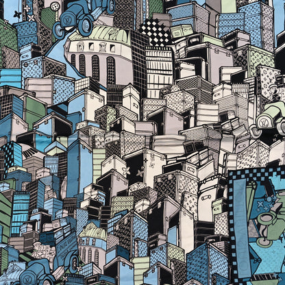 Louis Vuitton Silk Carre Downtown Square Scarf Blue 2 of 4