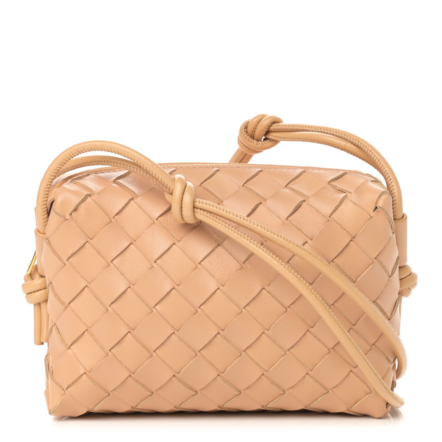 Bottega Veneta Nappa Calfskin Intrecciato Mini Looping Crossbody Almond 1 of 9