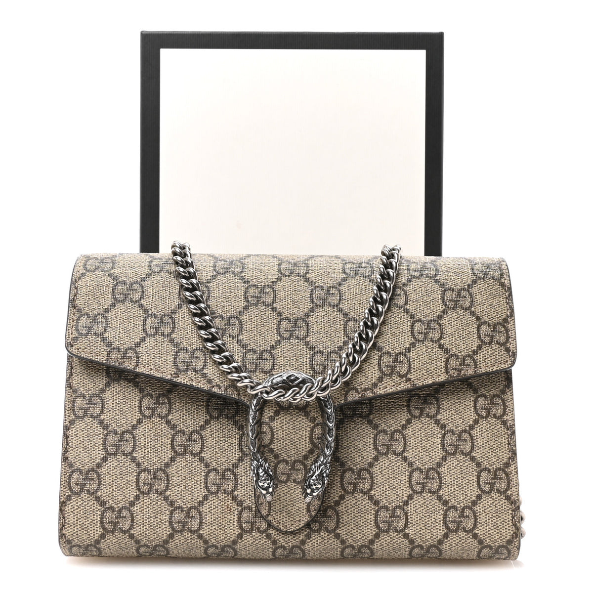 GG Supreme Monogram Mini Dionysus Chain Wallet Beige Taupe