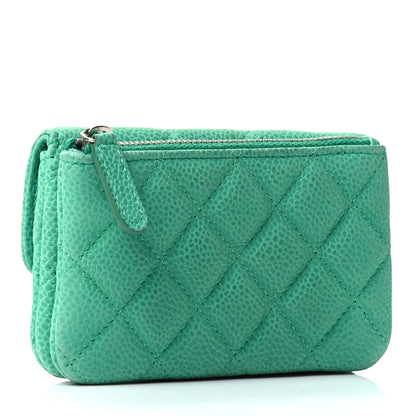 Chanel Iridescent Caviar Quilted CC Card Holder Green 2 of 4