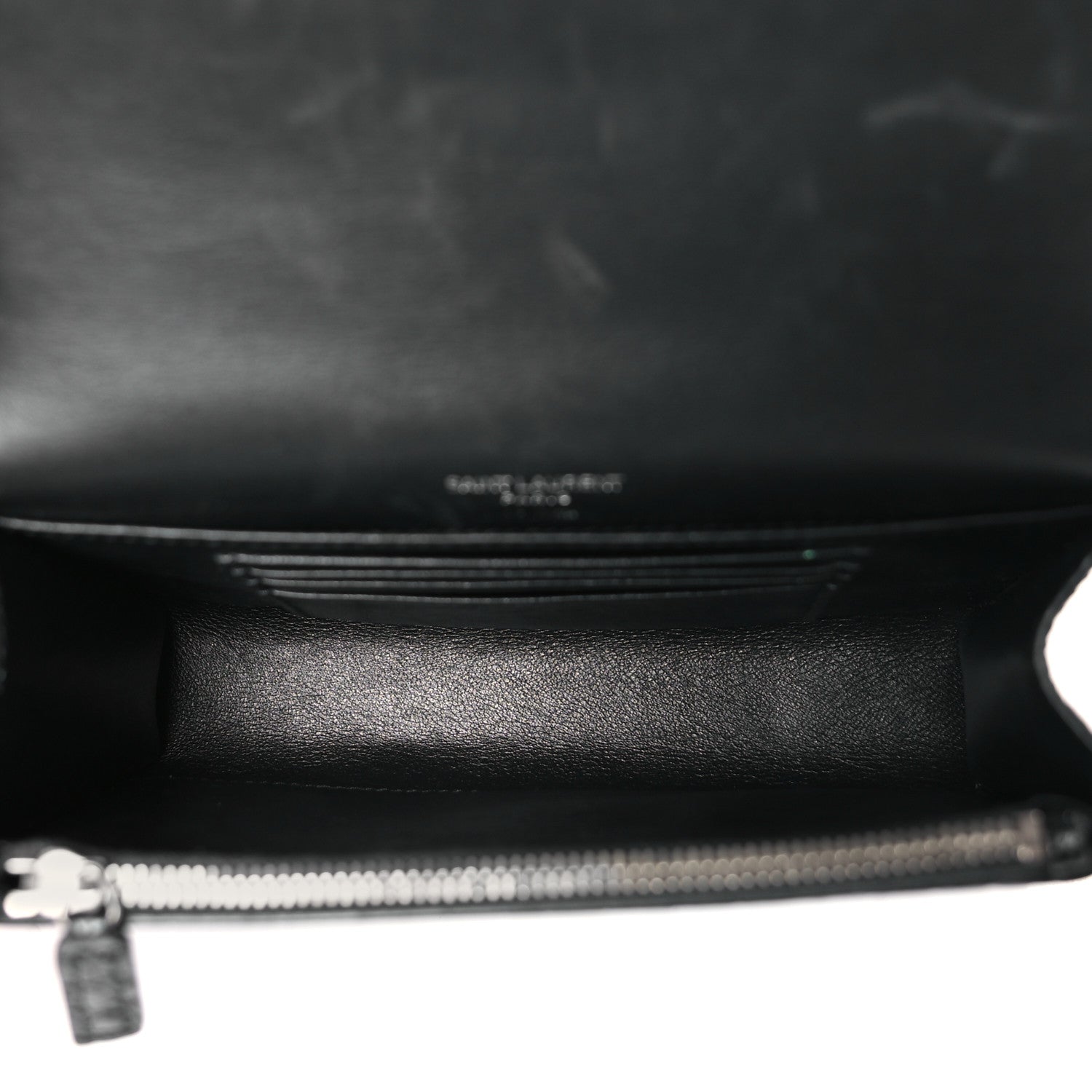 Saint Laurent Calfskin Crocodile Embossed Monogram Kate Belt Bag Black 5 of 9