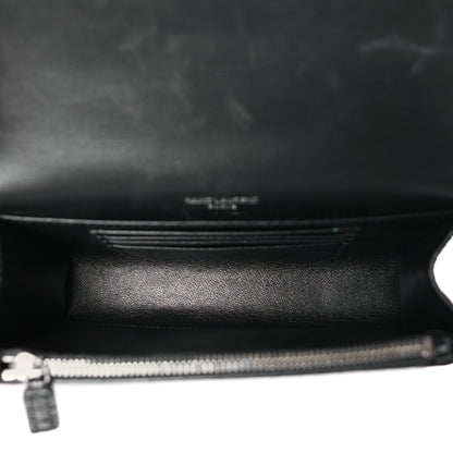 Saint Laurent Calfskin Crocodile Embossed Monogram Kate Belt Bag Black 5 of 9