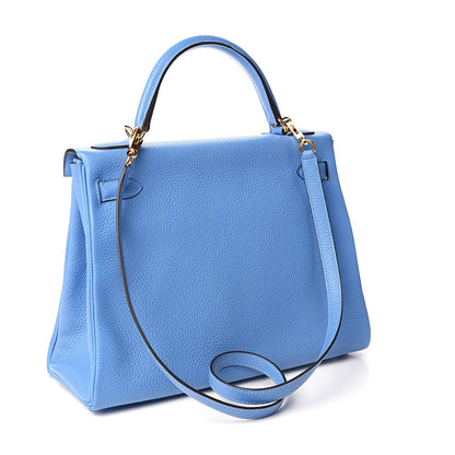 Hermes Taurillon Clemence Kelly Retourne 32 Bleu Paradise 2 of 12