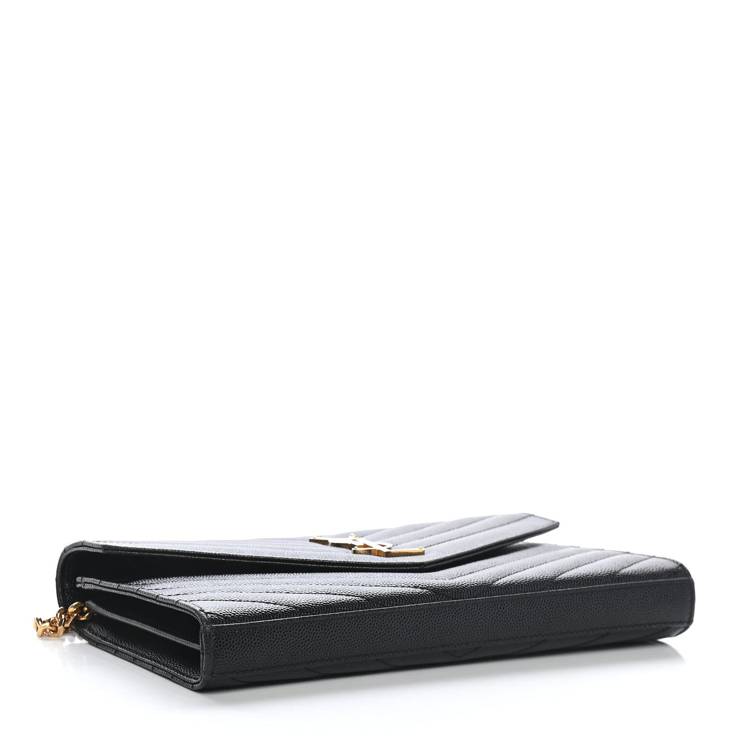 Grain De Poudre Matelasse Chevron Monogram Chain Wallet Black