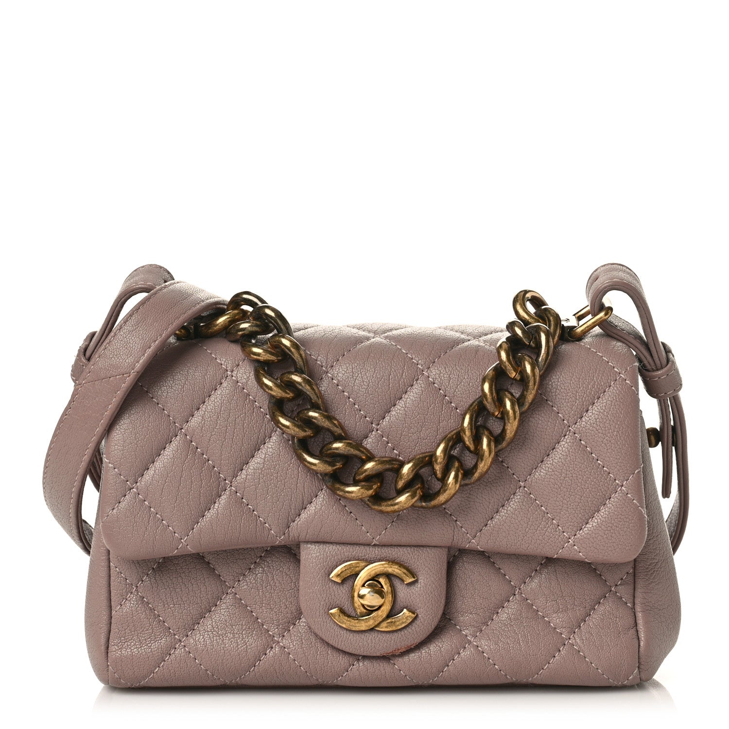 Chanel Shiny Sheepskin Quilted Mini Trapezio Flap Pink 1 of 9