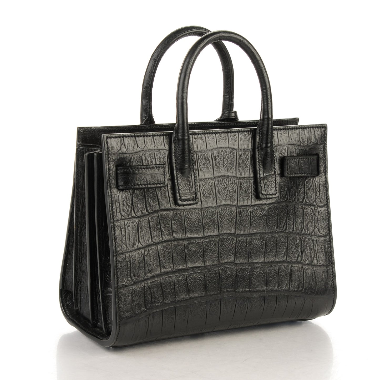 Calfskin Crocodile Embossed Nano Sac De Jour Black