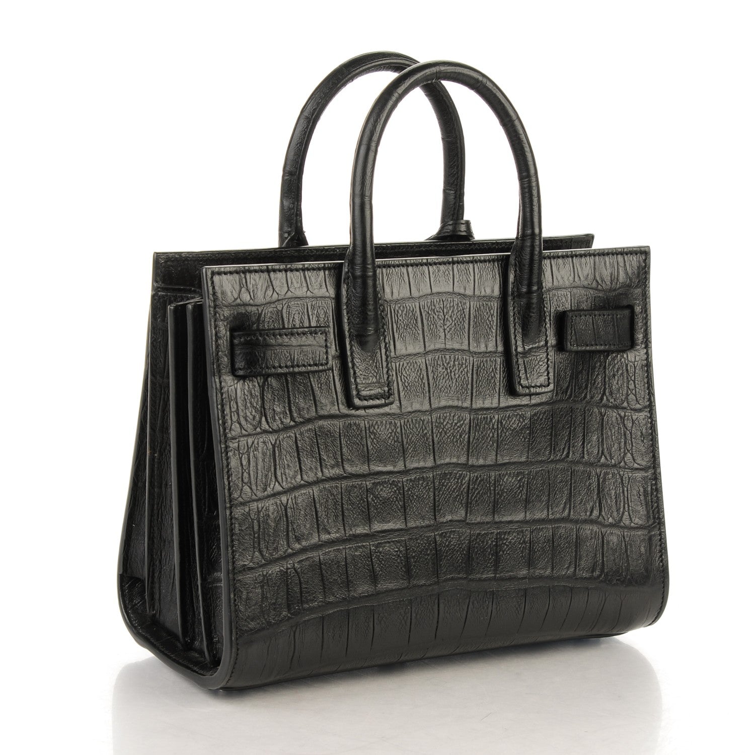 Saint Laurent Calfskin Crocodile Embossed Nano Sac De Jour Black 3 of 6