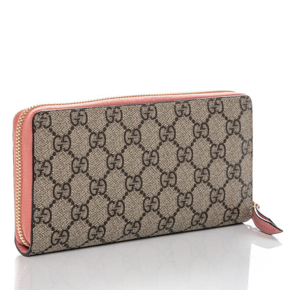 Gucci GG Supreme Monogram Embroidered Face Zip Around Wallet Pink 3 of 6