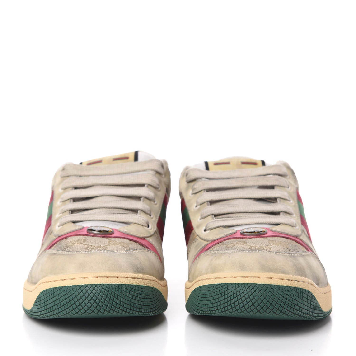 Gucci GG Monogram Calfskin Web Mens Screener Sneakers 9 New Sand Dusty Milk Pink 2 of 9