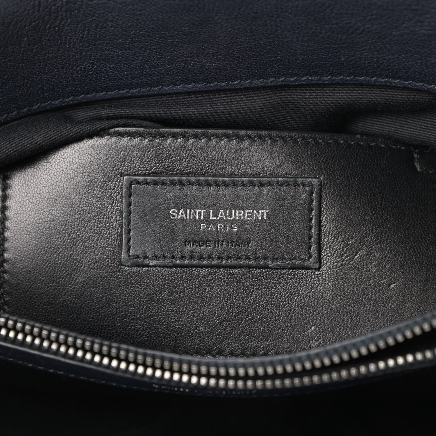 Saint Laurent Sheepskin Matelasse Chevron Monogram Large College Satchel Navy Blue 6 of 19