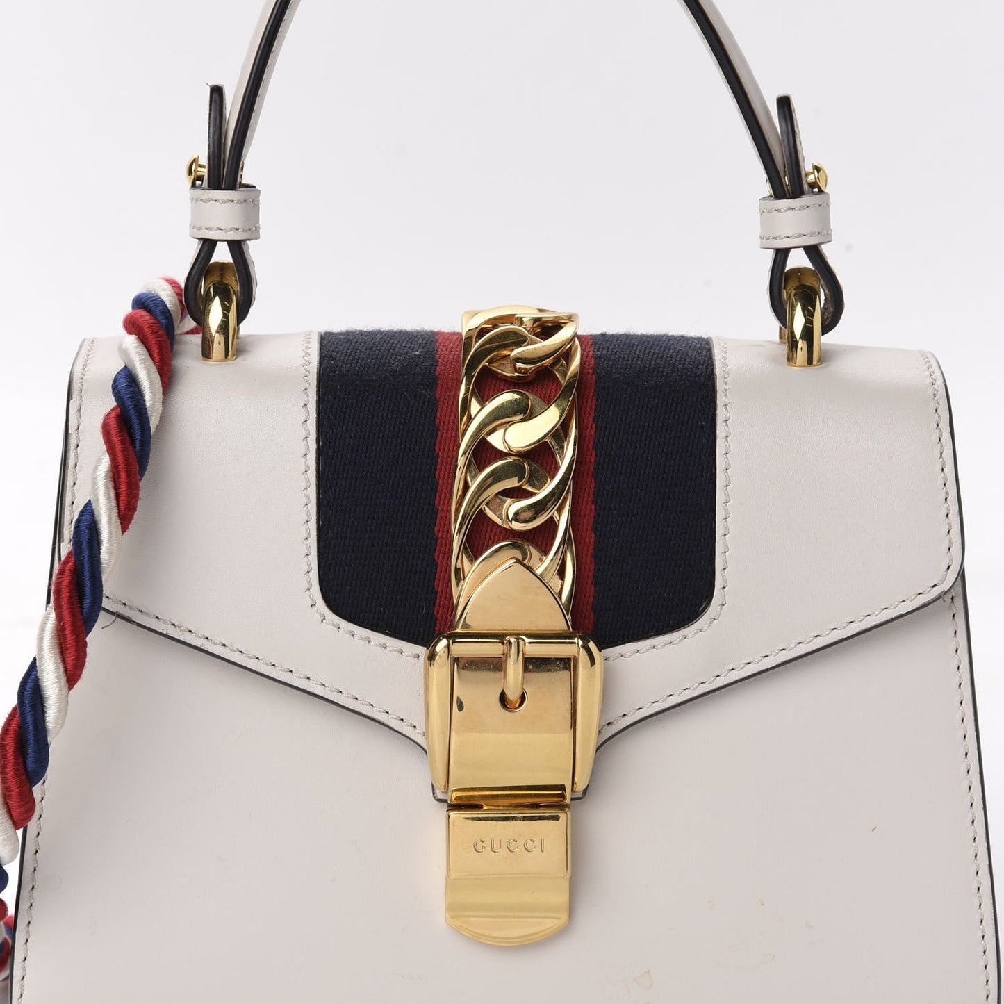 Calfskin Mini Sylvie Top Handle Bag White